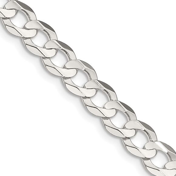 Kazi Luxury Sterling Silver 6.75mm Concave Beveled Curb Chain